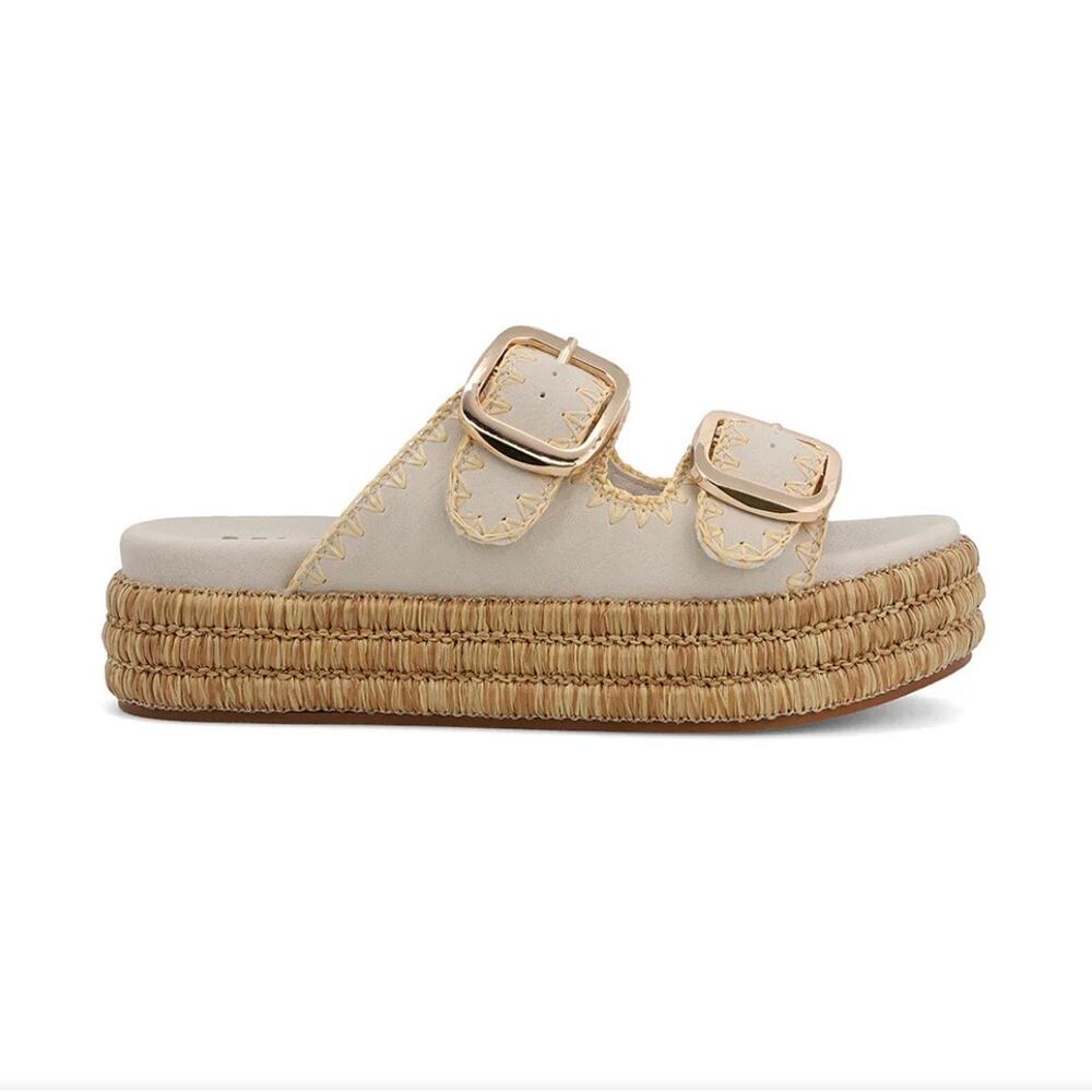 MIA Womens Mieko Platform Double Buckle Slide Sandal Seashell Cream Size 7.5 NEW - Picture 3 of 15